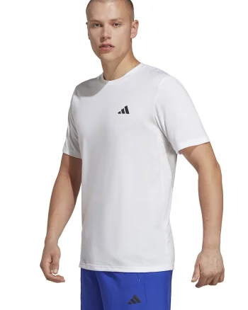 Tricou cu decolteu rotund pentru fitness, Alb optic