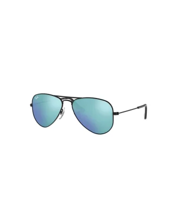 Ochelari de soare aviator cu lentile polarizate si rama metalica, Negru/Albastru