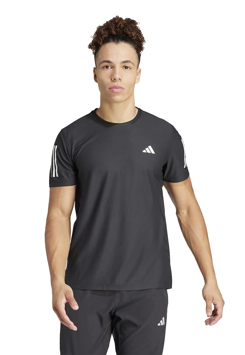 Tricou cu decolteu rotund pentru alergare, Negru