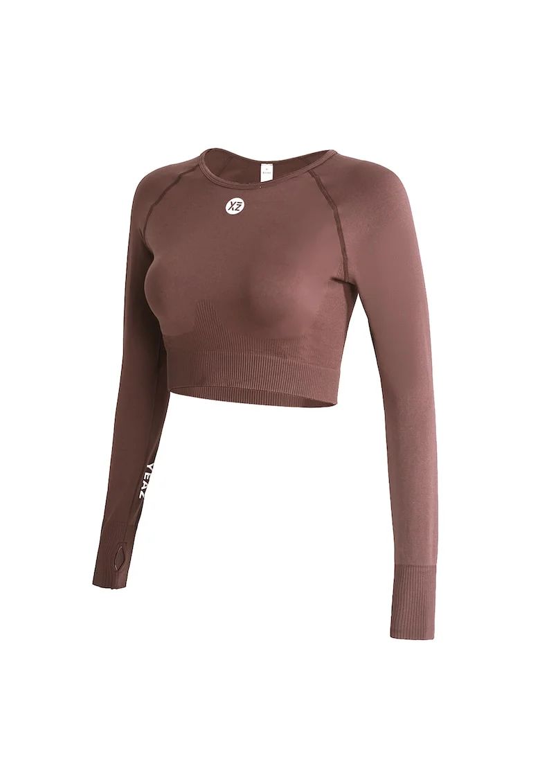 Bluza crop pentru antrenament Legend, Bej