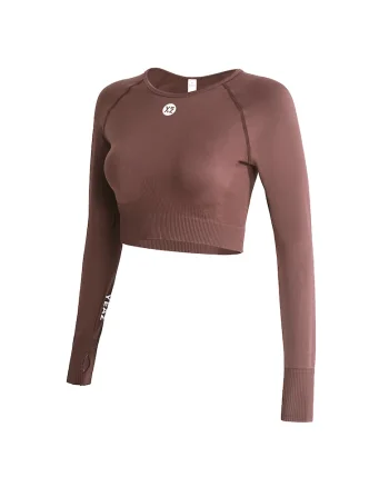 Bluza crop pentru antrenament Legend, Bej