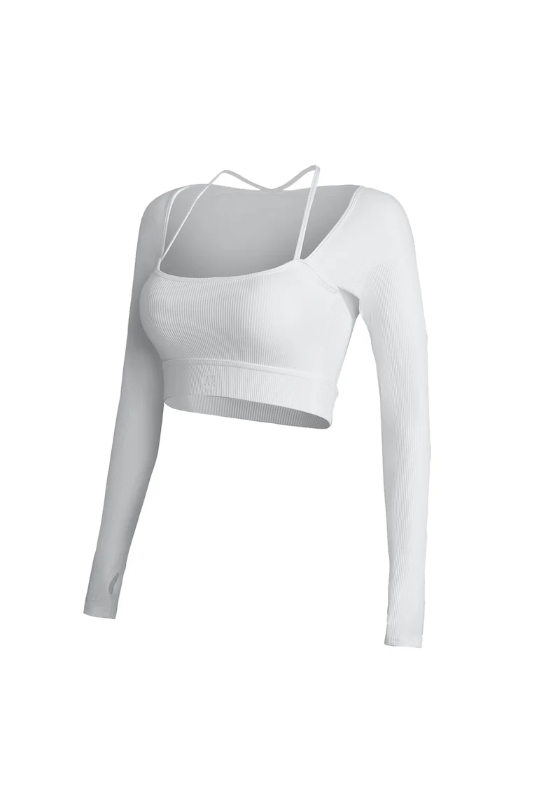 Bluza crop pentru antrenament Club Level, Alb