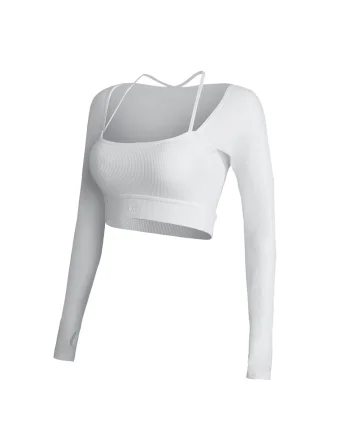 Bluza crop pentru antrenament Club Level, Alb