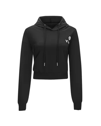 Hanorac crop cu maneci cazute pentru fitness MOOD 29197, Negru