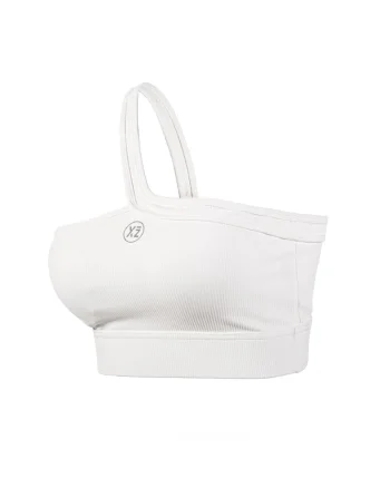Top crop cu decolteu pe un umar pentru fitness Adore, Alb