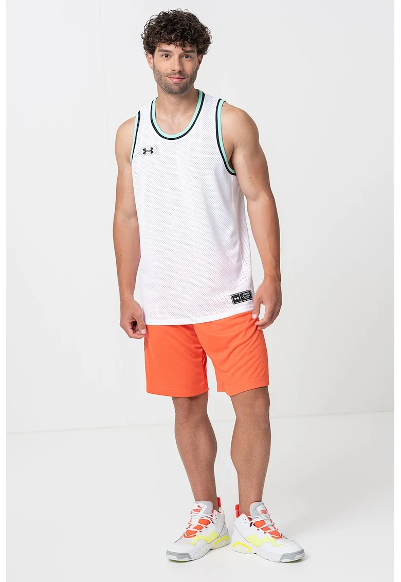 Top cu logo pentru baschet, Alb/Negru/Verde menta