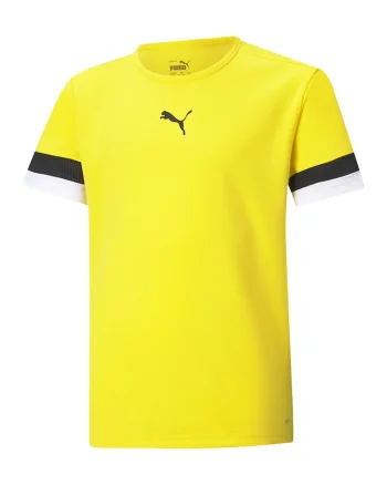 Tricou cu decolteu la baza gatului si imprimeu logo pentru fotbal, Negru/Galben