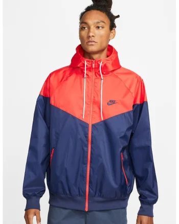 Jacheta cu gluga si aspect contrastant Windrunner, Albastru inchis/Portocaliu mandarina