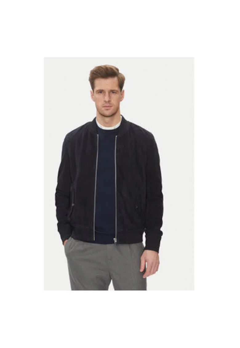 Geaca din piele barbati  M888, Piele intoarsa, Bleumarin, Bleumarin
