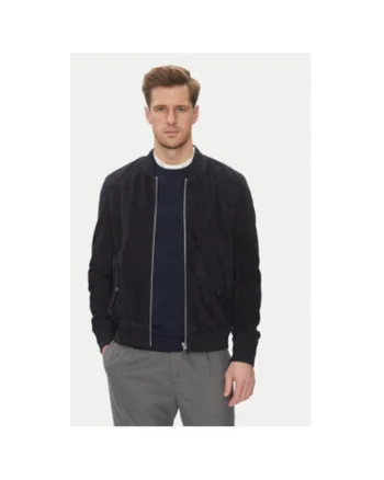 Geaca din piele barbati  M888, Piele intoarsa, Bleumarin, Bleumarin