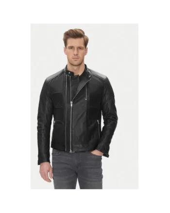 Geaca din piele barbati  COUTURE, Piele naturala, Negru