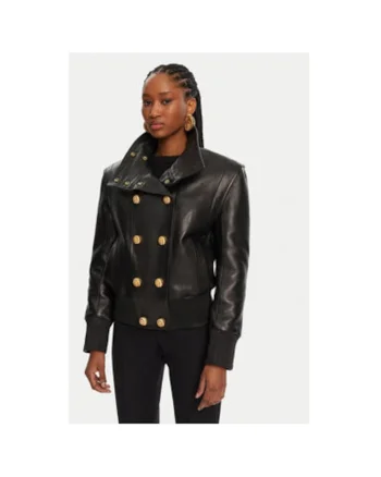 Geaca din piele dama  DF0TH275LC62, Piele naturala, Negru, Negru