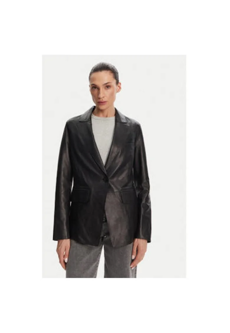 Geaca din piele dama  CAPRICE BLAZER, Piele naturala, Negru, Negru