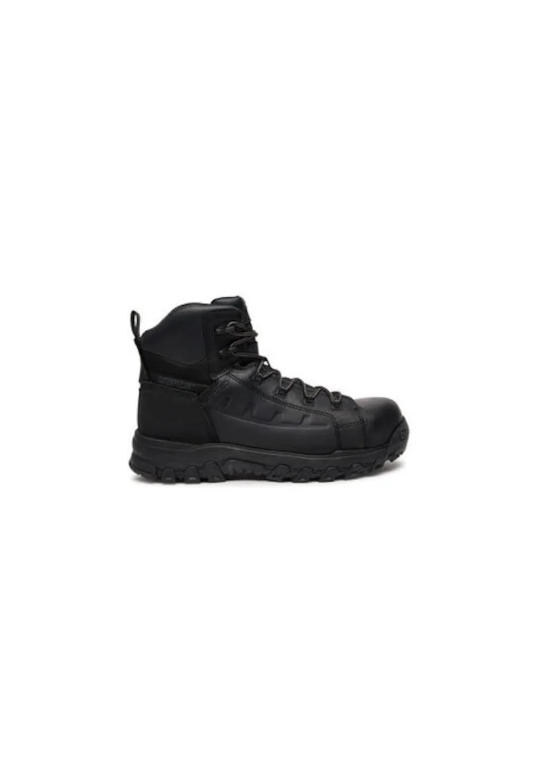 Bocanci de drumetie barbati  P726046, Piele naturala, Negru, Negru