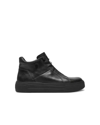Pantofi sport dama,  304314, Piele naturala, Negru,