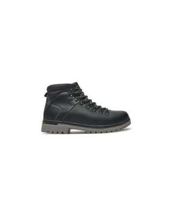 Bocanci de drumetie barbati  GASPARD, Piele ecologica, Negru, Negru