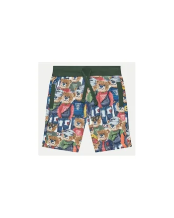 Pantaloni scurti din bumbac cu model colorblock