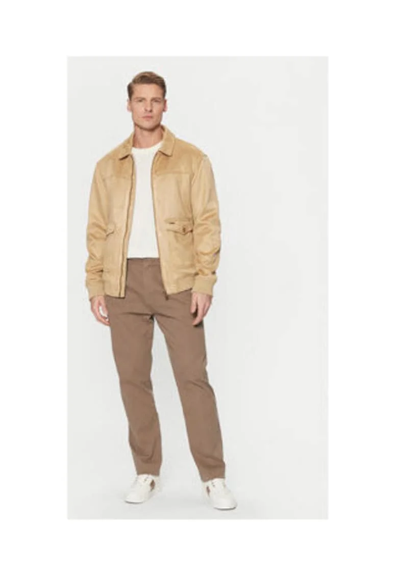 Jacheta regular fit din piele intoarsa ecologica