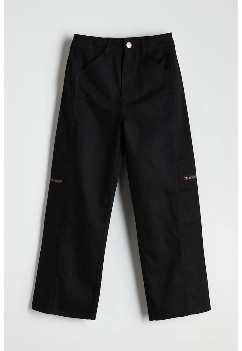Pantaloni cargo cu croiala ampla, Negru