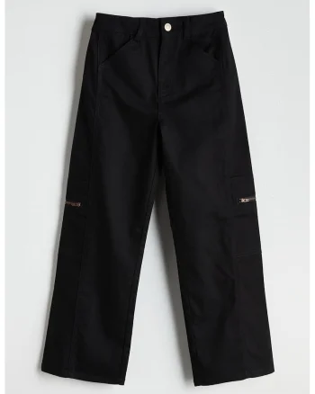 Pantaloni cargo cu croiala ampla, Negru
