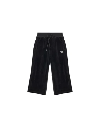 Pantaloni de trening cu aspect de catifea si aplicatie discreta din strasuri