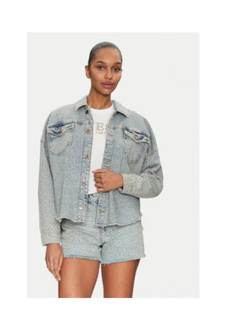 Jacheta din denim cu model uni
