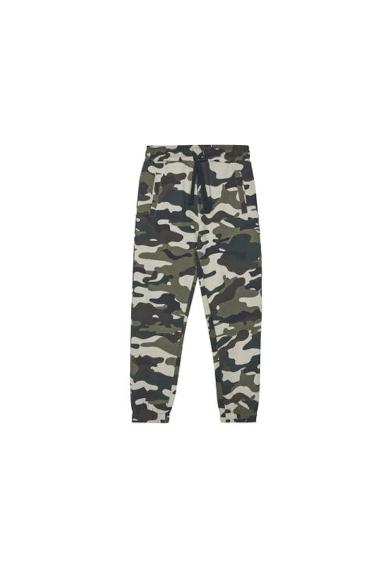 Pantaloni de trening din bumbac cu model camuflaj