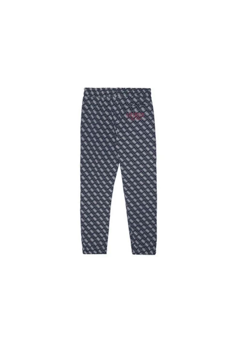 Pantaloni de trening din bumbac cu model logo si snur de ajustare in talie