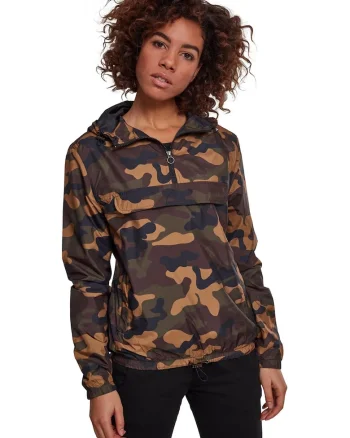 Jacheta fara inchidere cu imprimeu camuflaj, Negru/Portocaliu pal/Verde feriga