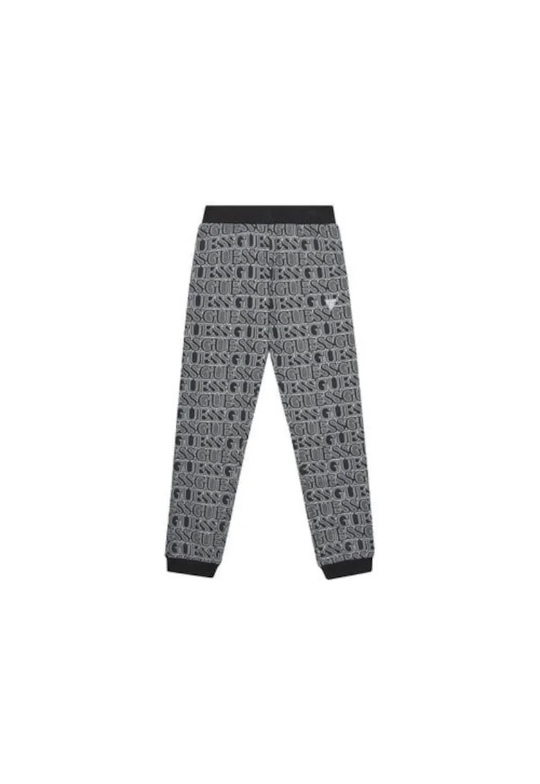 Pantaloni de trening din bumbac cu model logo si margini contrastante