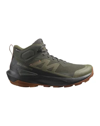 Ghete cu tehnologie Gore-Tex pentru drumetii Elixir Activ, Negru/Kaki pal