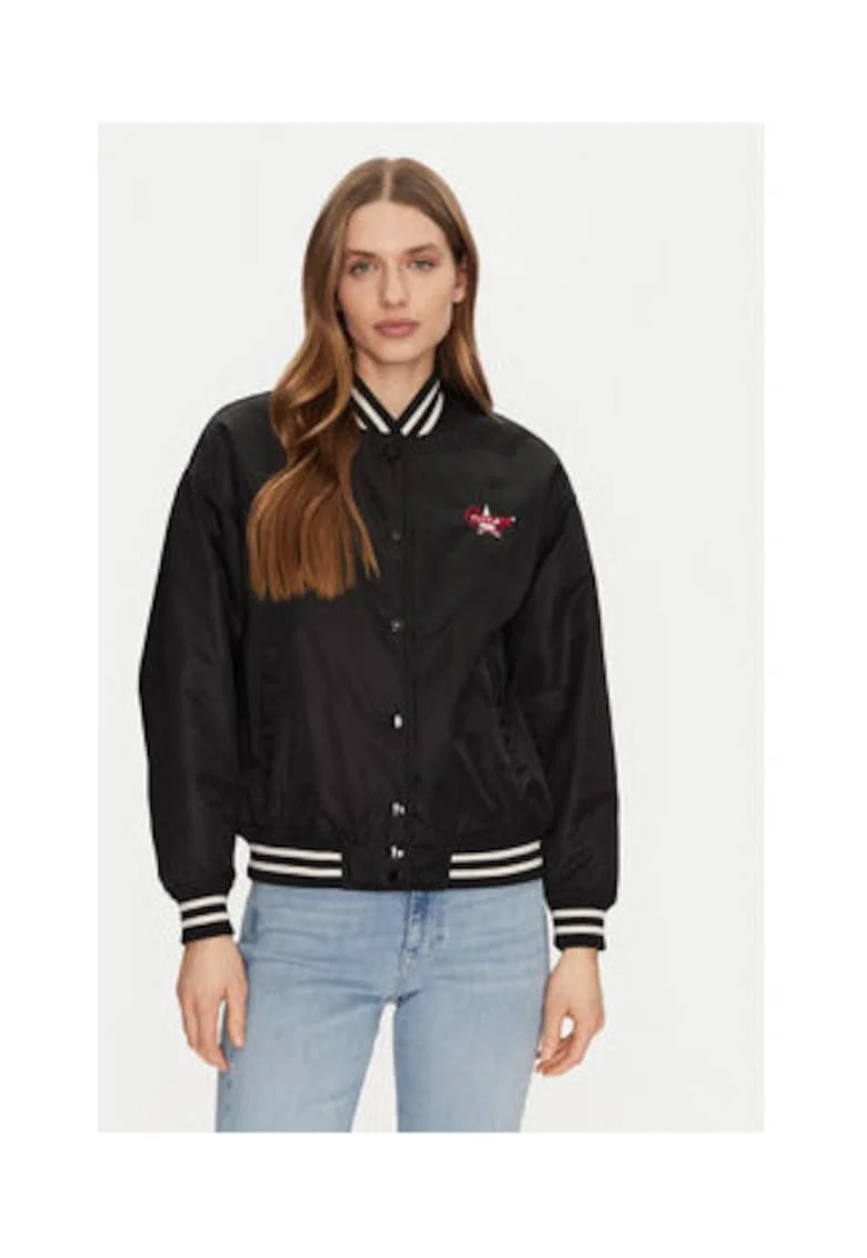 Jacheta bomber pentru femei, 100% poliamida, neagra,