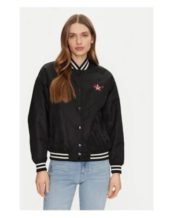 Jacheta bomber pentru femei, 100% poliamida, neagra,