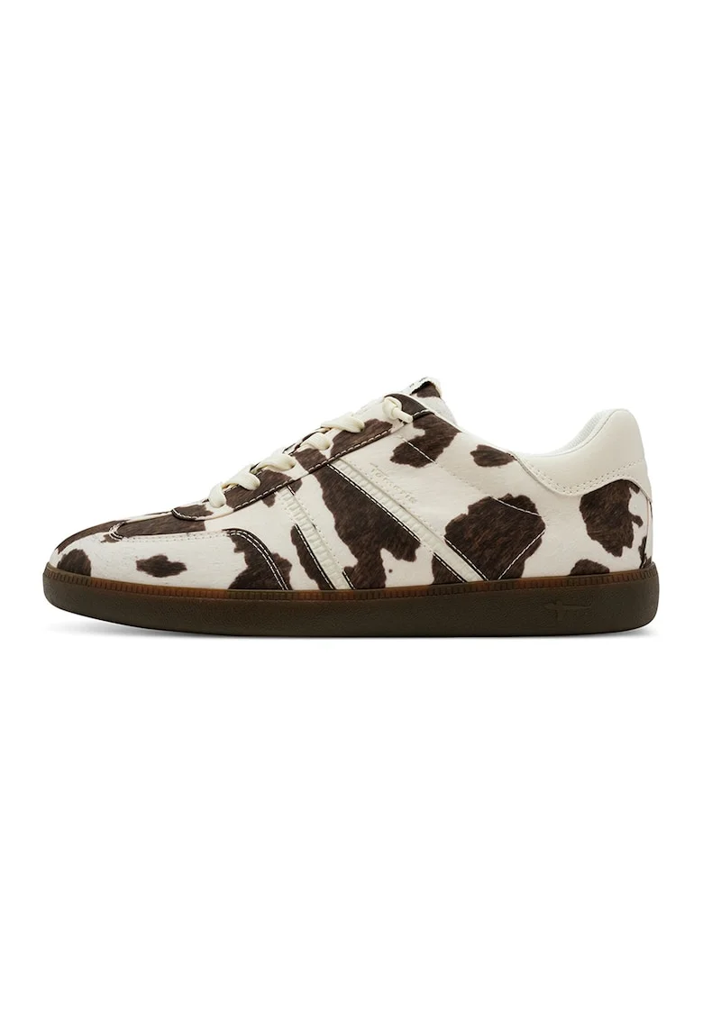 Pantofi sport cu animal print, Alb/Negru