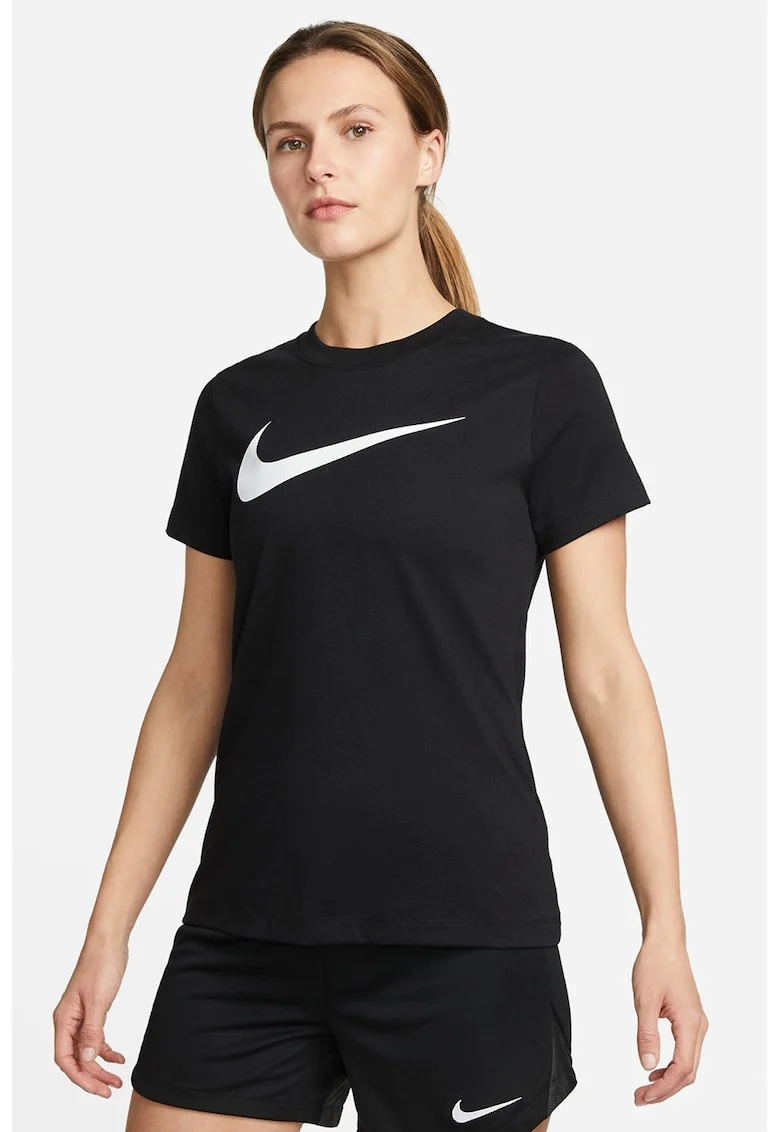 Tricou cu imprimeu logo, poentru fotbal, Alb/Negru