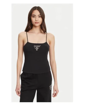 Top din material elastic cu logo brodat pe piept