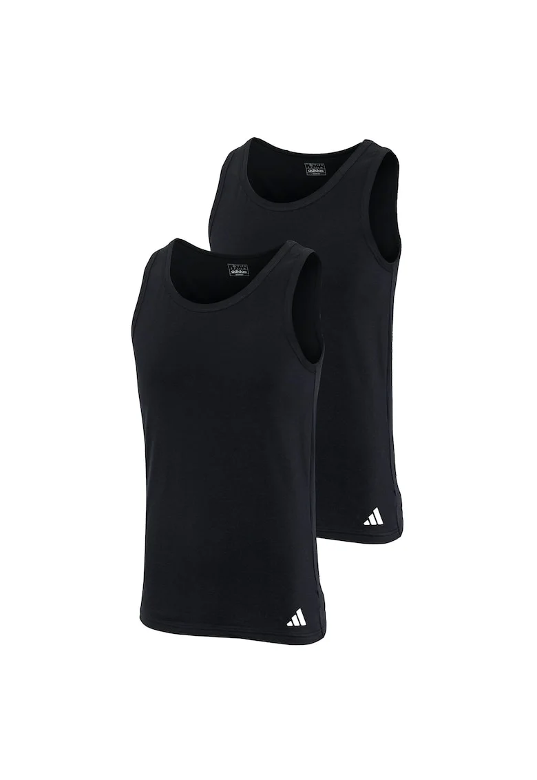 Set de topuri slim fit cu logo - 2 piese, Negru