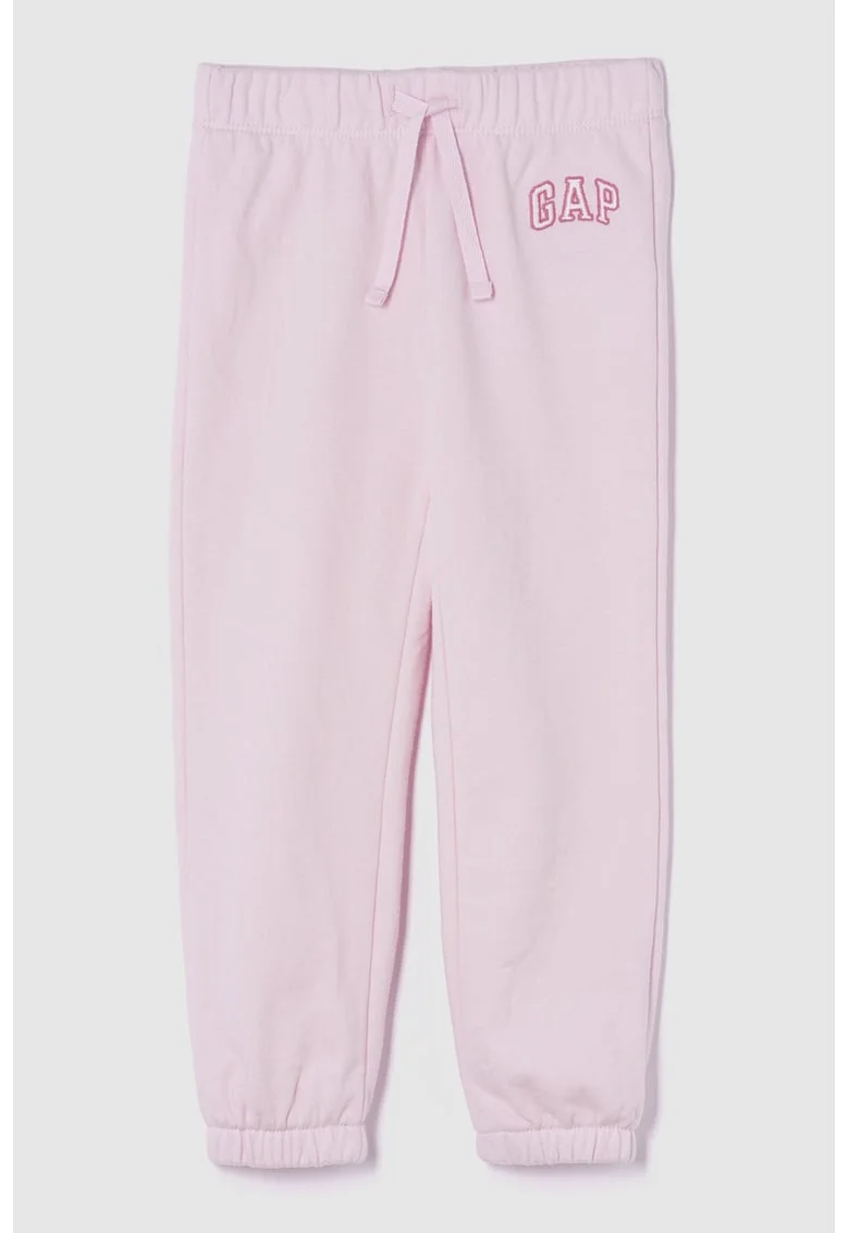 Pantaloni de trening cu logo si snur, Roz pal