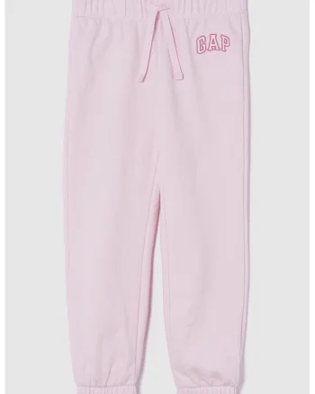 Pantaloni de trening cu logo si snur, Roz pal