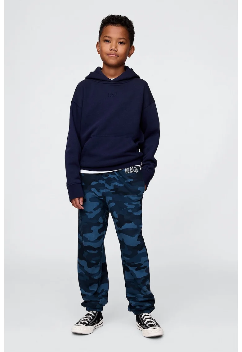 Pantaloni de trening cu croiala relaxed-fit si snur, Albastru inchis/Bleumarin