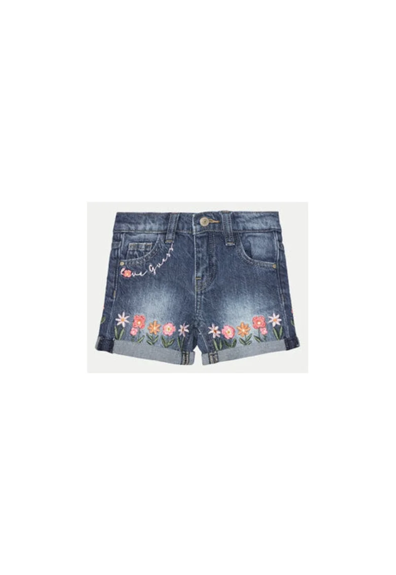 Pantaloni scurti din denim cu flori brodate