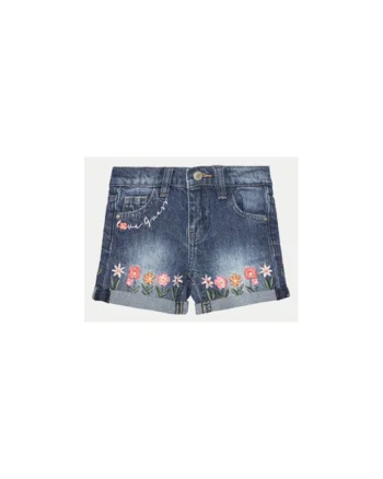 Pantaloni scurti din denim cu flori brodate
