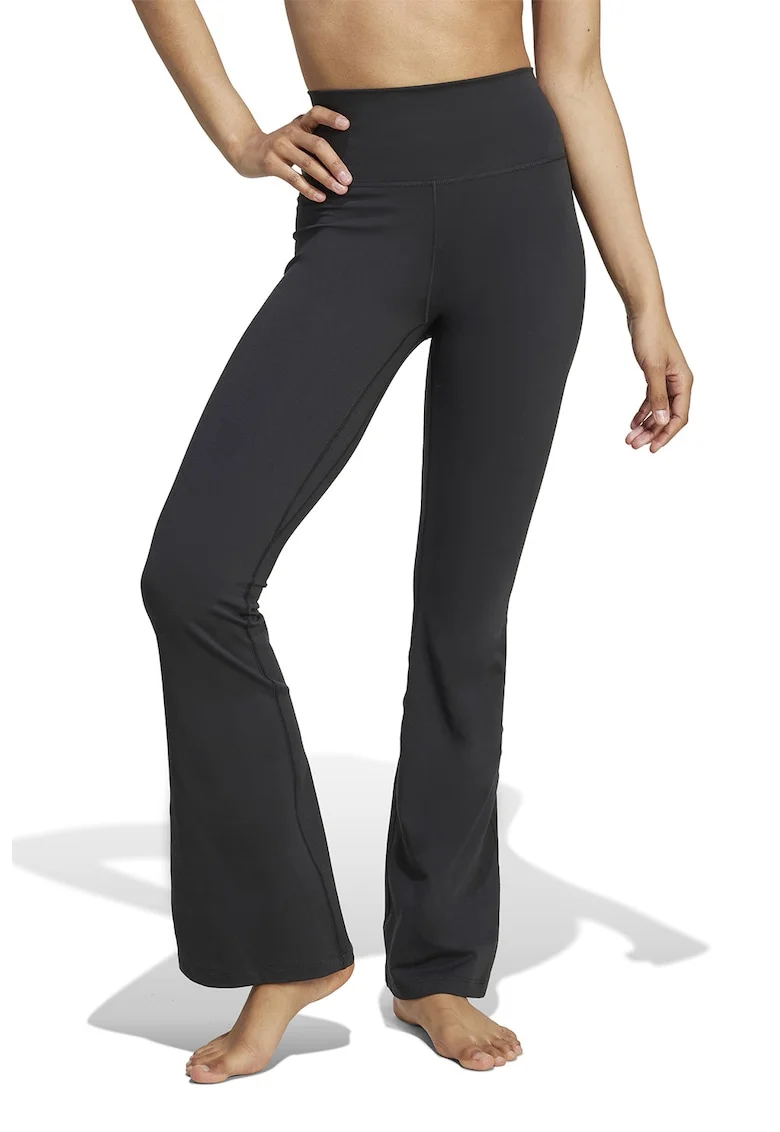adidas Sportswear, Colanti evazati cu talie inalta, pentru fitness All Me, Negru