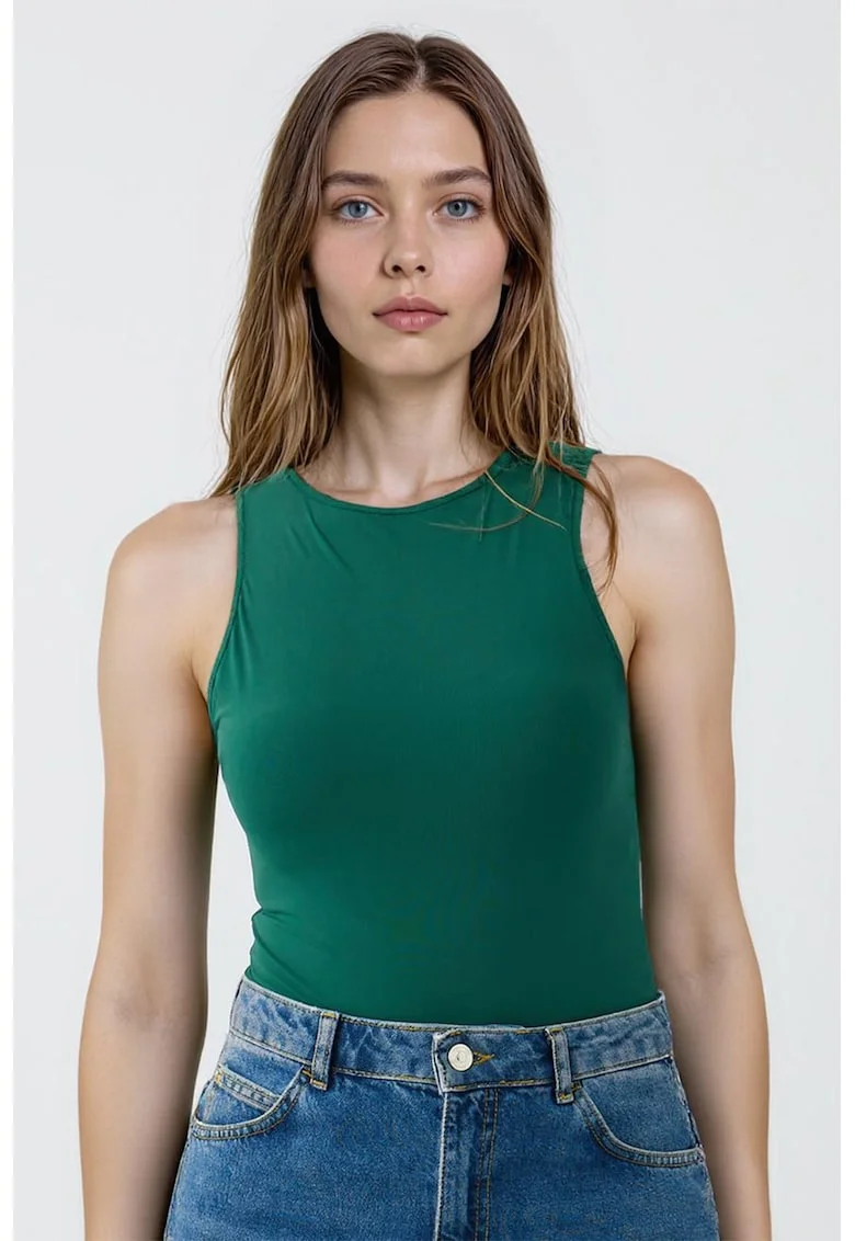Top slim fit, Verde aquamarin