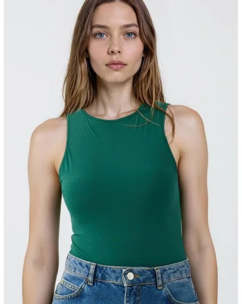 Top slim fit, Verde aquamarin