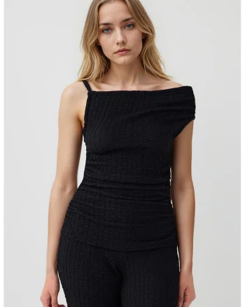 Top din amestec de modal, Negru