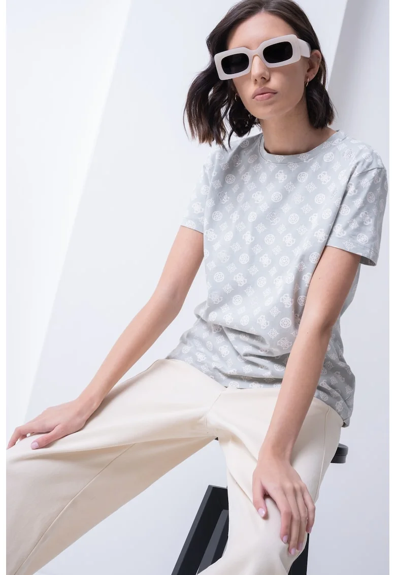 Tricou regular-fit din bumbac, Verde pal/Alb murdar