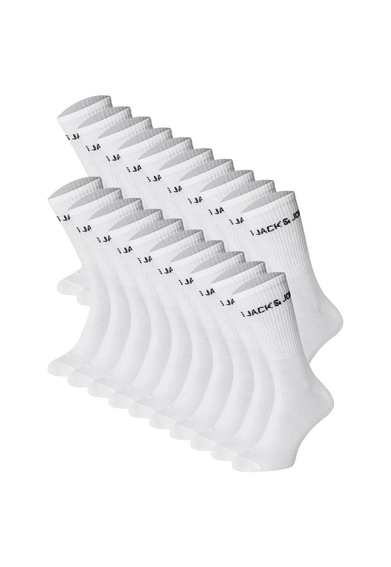 Set de sosete lungi cu logo - 10 perechi, Alb