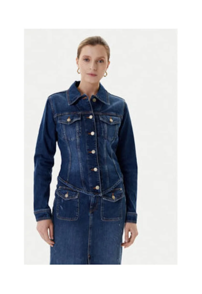 Jacheta din denim, cu guler clasic