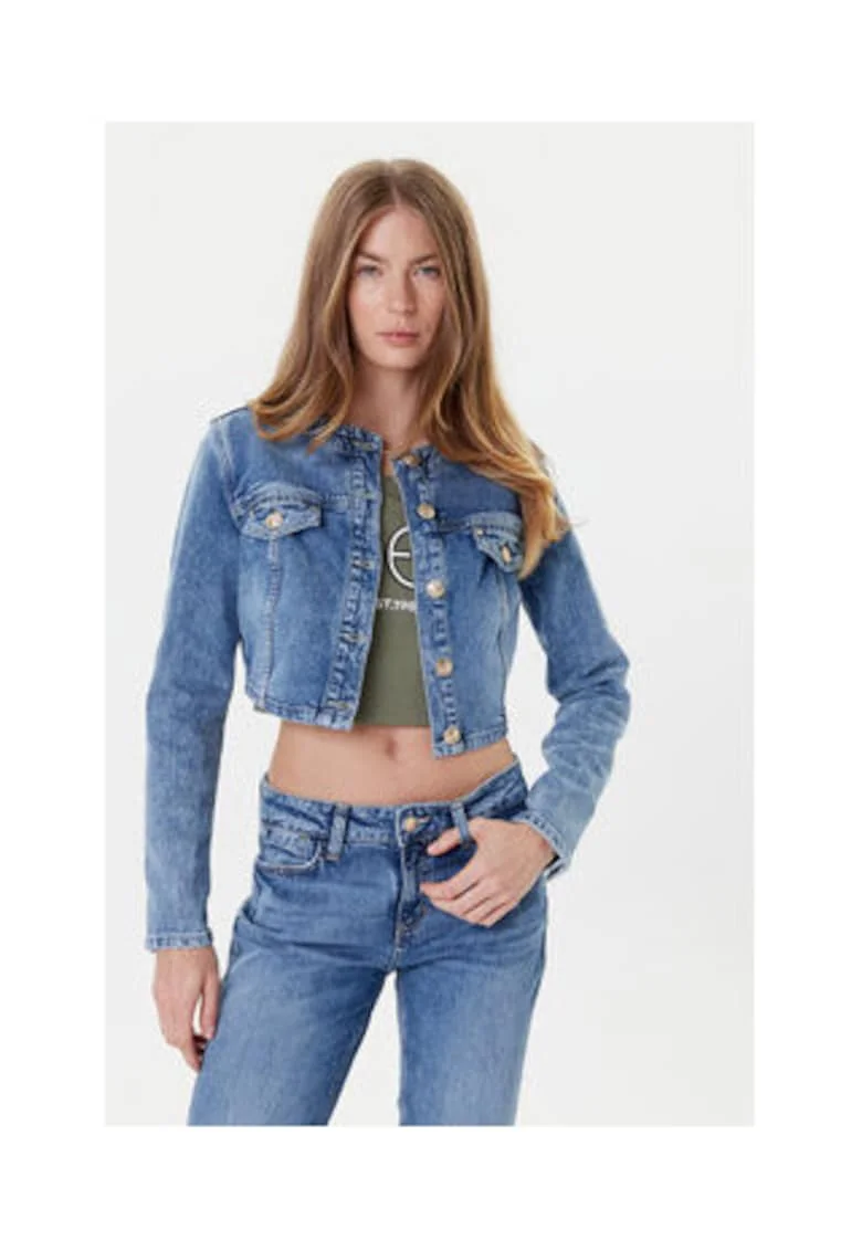 Jacheta crop din denim